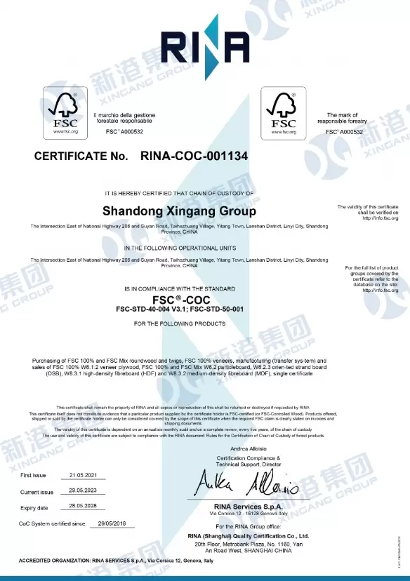 Certificato n. Rina-COC-001134
