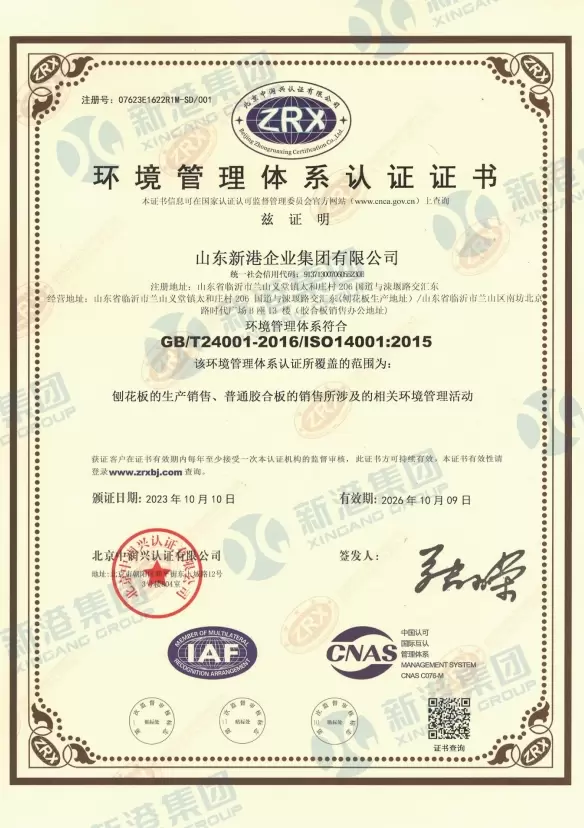 Certificato di certificazione del sistema di gestione ambientale