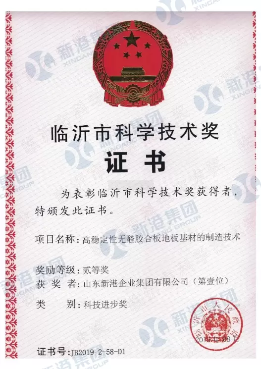 Certificato di premio per la scienza e la tecnologia